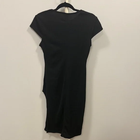 Black Cap Sleeve Dress with High Slit - Picture 5 of 5